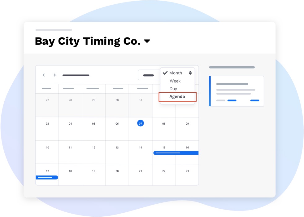 interface for equipment calendar